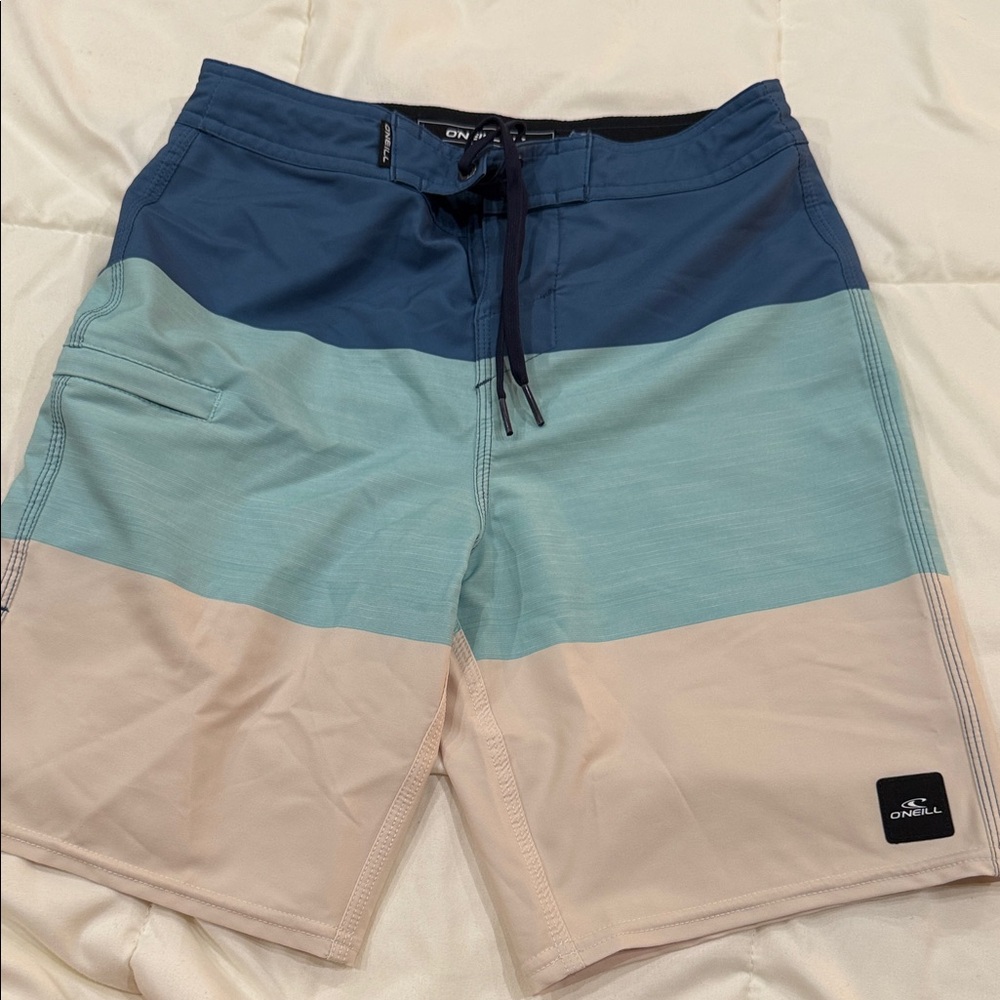 O'Neillkids Navy, Turquoise & Beige Colorblock Board Shorts